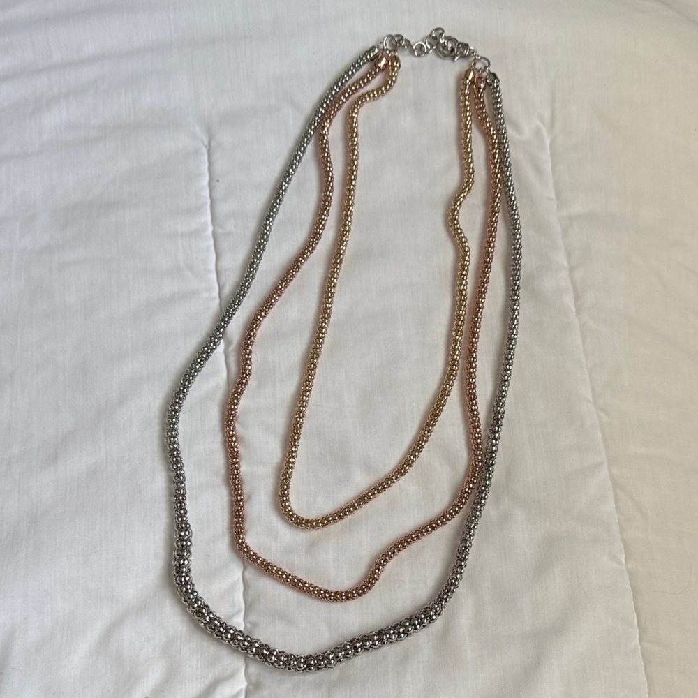 Elegant Silver and Gold Multi-Strand Necklace